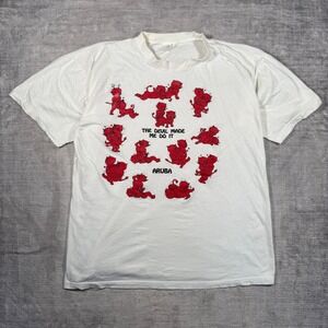 Aruba Shirt Mens Large White Vtg 90s Devil Made Me Do It Sex Positions Funny